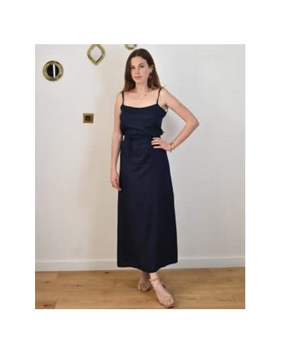 ROBE POUR MARIAGE LONGUE DOS NU ZINO 100% ECOVERO MARINE