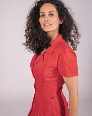 ROBE CHEMISE ZERNA - 100% EcoVero rouge, manches courtes