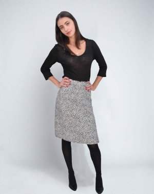 JUPE PORTEFEUILLE ZILLA - 100% EcoVero Noir/blanc Made in France