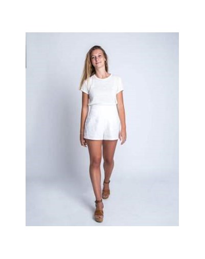 SHORT ZEF 100% LIN BLANC - Made in France