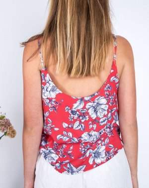 DEBARDEUR ZUVY ROUGE IMPRIMÉ FLORAL 100% VISCOSE