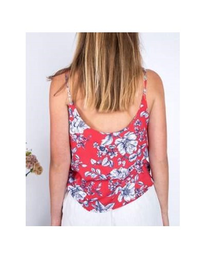 DEBARDEUR ZUVY ROUGE IMPRIMÉ FLORAL 100% VISCOSE