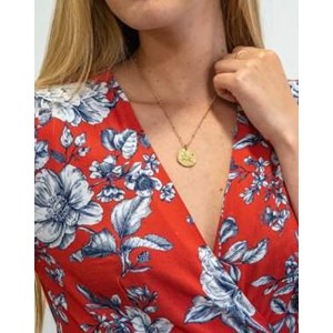 ZISKA ROBE PORTEFEUILLE MANCHES COURTES ROUGE IMPRIMÉ FLORAL 100% ECOVERO
