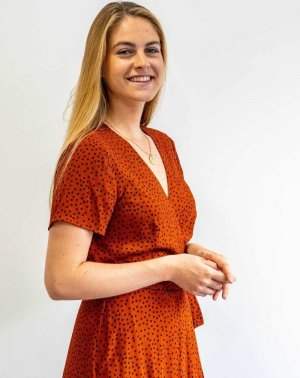 ROBE POUR MARIAGE ZADY MANCHES COURTES 100% VISCOSE ECOVERO, IMPRIMÉ POIS