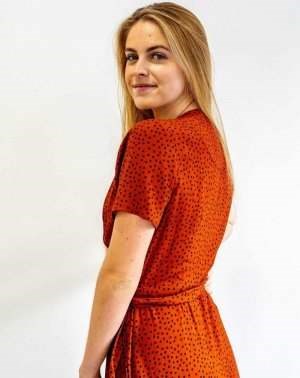 ROBE POUR MARIAGE ZADY MANCHES COURTES 100% VISCOSE ECOVERO, IMPRIMÉ POIS
