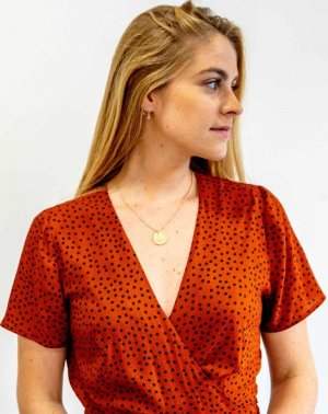 ROBE POUR MARIAGE ZADY MANCHES COURTES 100% VISCOSE ECOVERO, IMPRIMÉ POIS