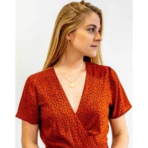 ROBE POUR MARIAGE ZADY MANCHES COURTES 100% VISCOSE ECOVERO, IMPRIMÉ POIS