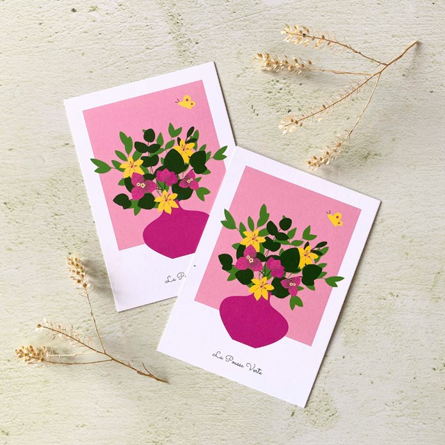 Carte illustration été - rose 2