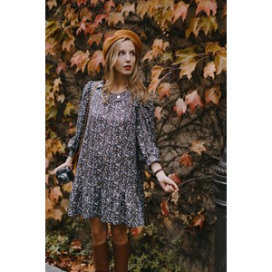 robe trapèze à micro imprimé floral