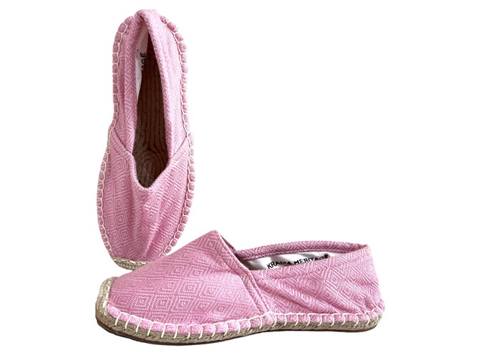 Les espadrilles Krama Heritage Diamond Rose Clair