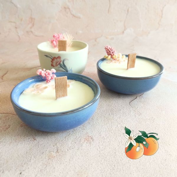 Bougie fleurie parfumée à la fleur d'oranger en cire végétale 3