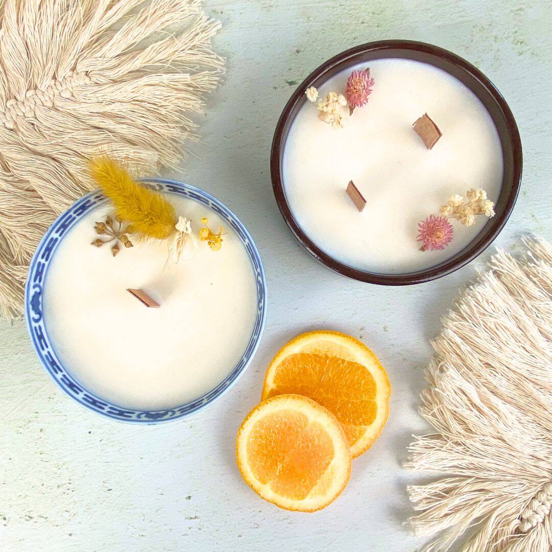 Bougie fleurie parfumée à la fleur d'oranger en cire végétale 2