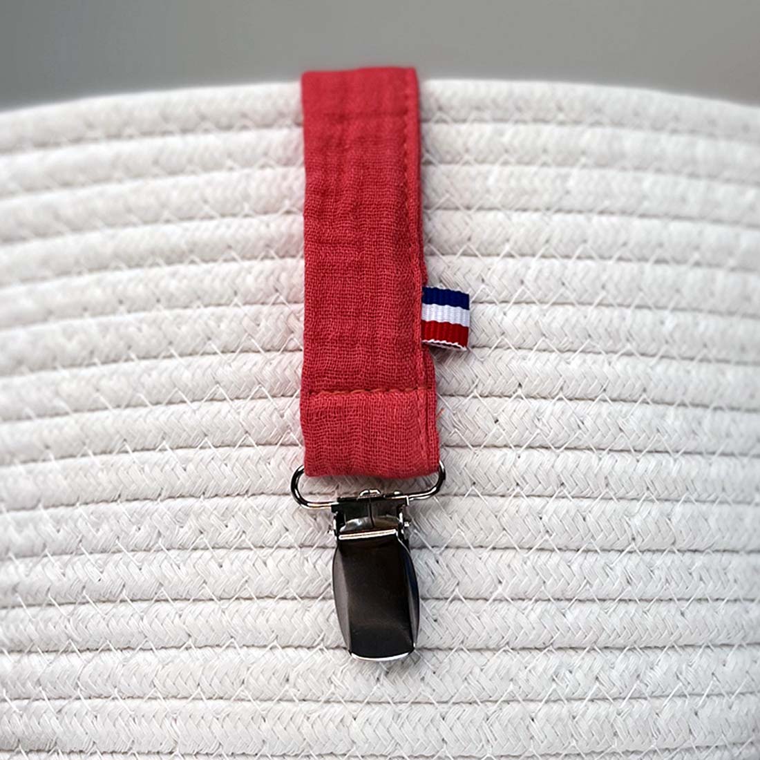 Attache Tétine en Coton Bio Teddy Fraise 4