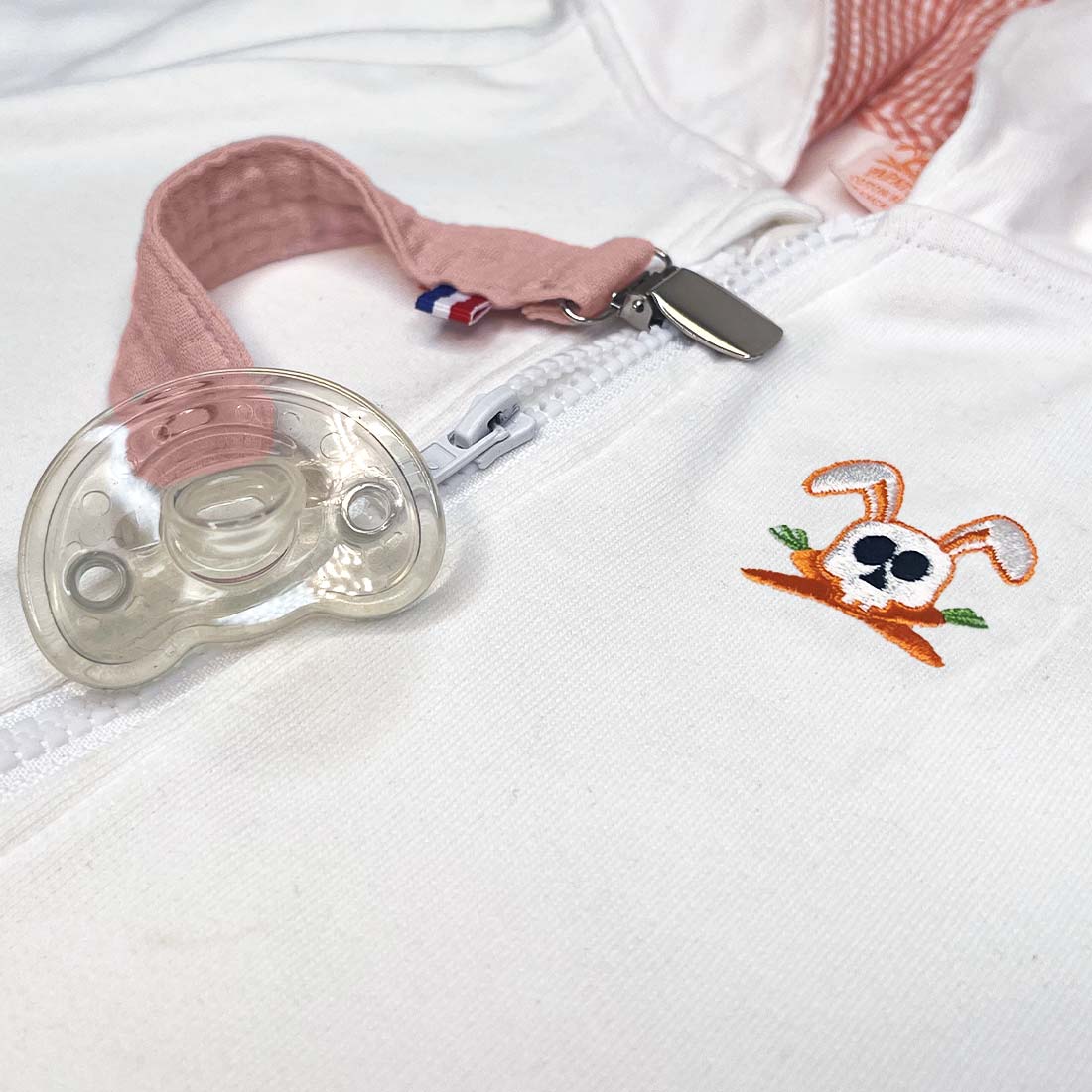 Attache Tétine en Coton Bio Teddy Rose 5