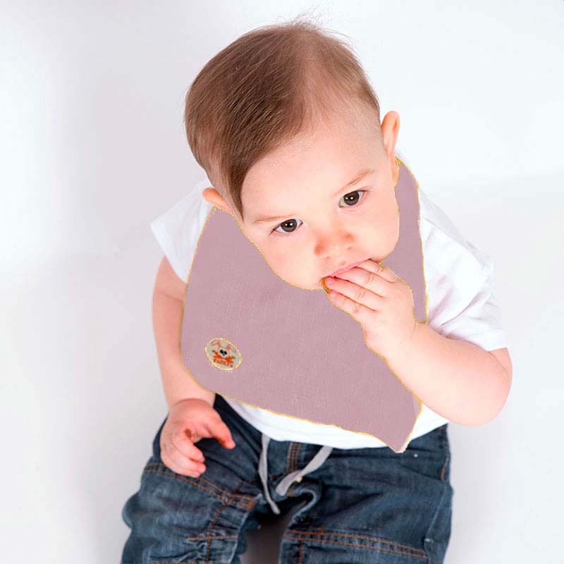 Bavoir en Coton Bio Rose 2