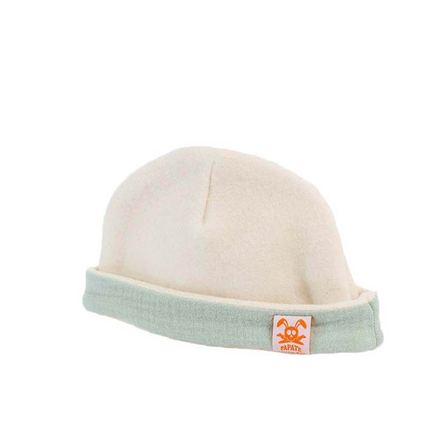 Bonnet de Naissance en Coton Bio Blanc et Vert 2