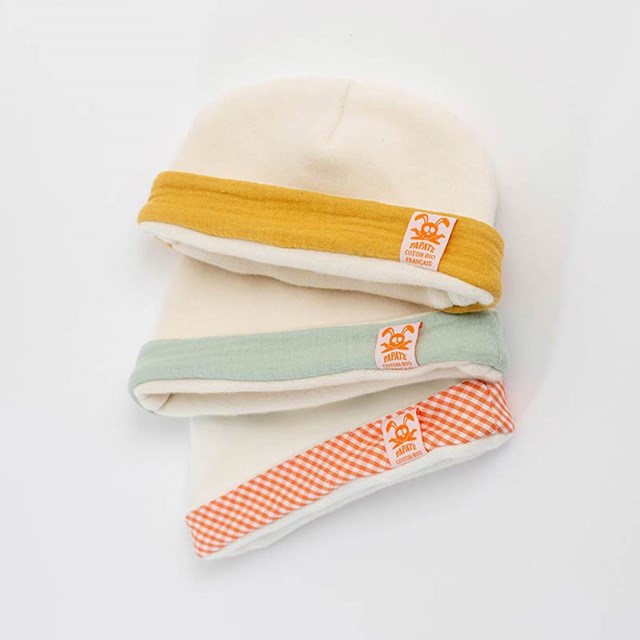 Bonnet de Naissance en Coton Bio Blanc et Vichy 2