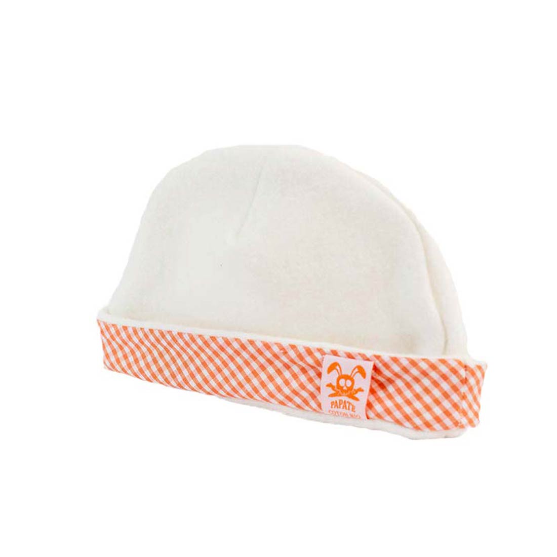 Bonnet de Naissance en Coton Bio Blanc et Vichy 3