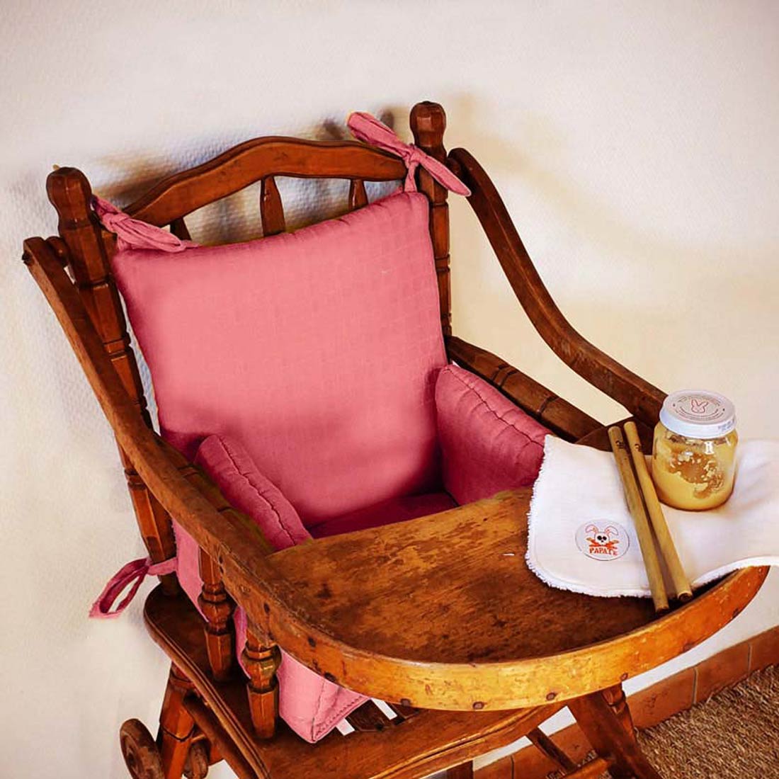 Coussin de Chaise Haute en Coton Bio Fraise 4