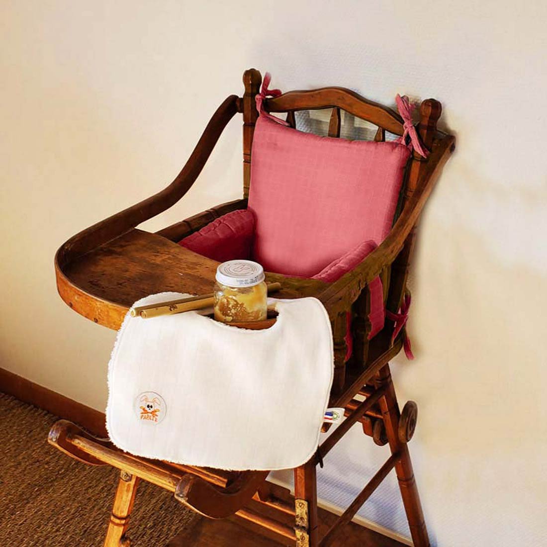 Coussin de Chaise Haute en Coton Bio Fraise 3