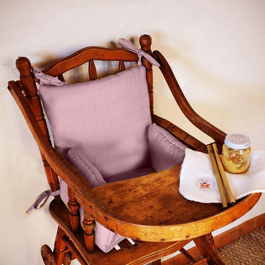 Coussin de Chaise Haute en Coton Bio Rose 4