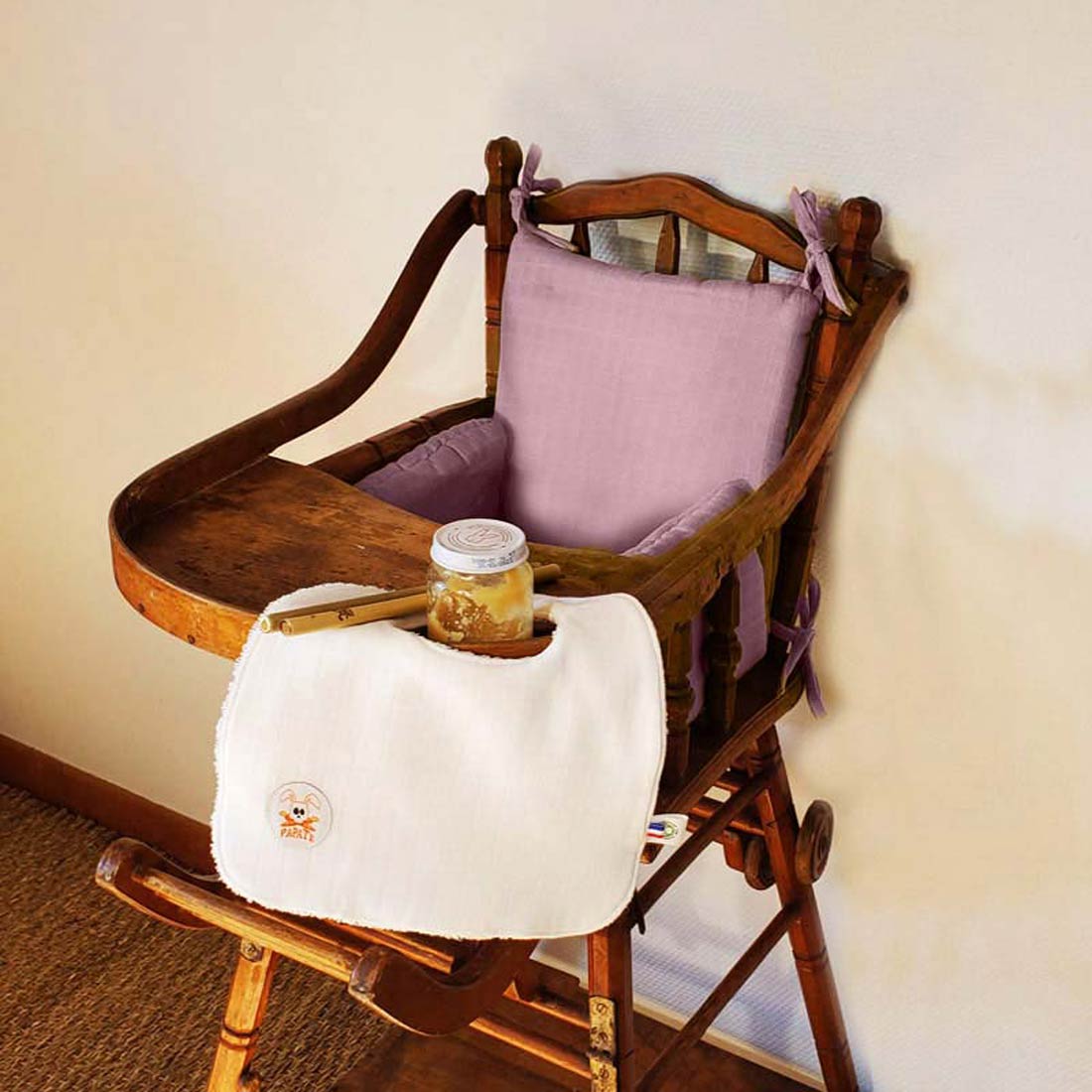 Coussin de Chaise Haute en Coton Bio Rose 5