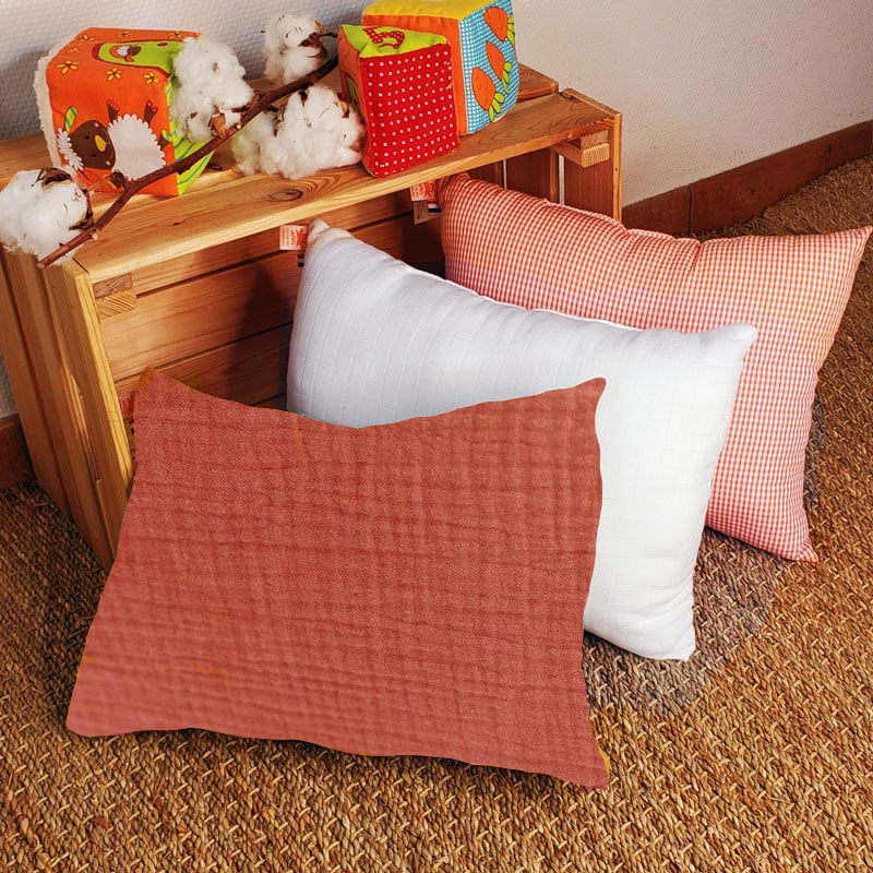 Coussin Rectangle en Coton Bio Fraise 3
