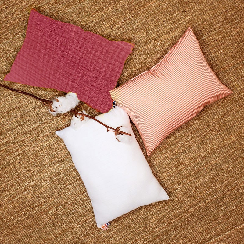 Coussin Rectangle en Coton Bio Fraise 4