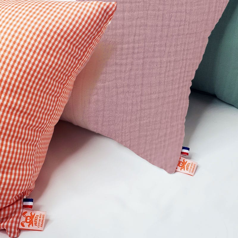Coussin Rectangle en Coton Bio Rose 3