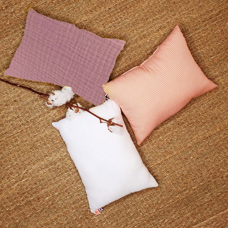 Coussin Rectangle en Coton Bio Rose 4