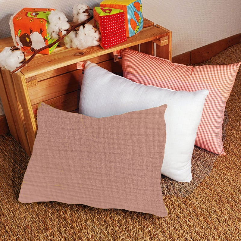 Coussin Rectangle en Coton Bio Rose 5
