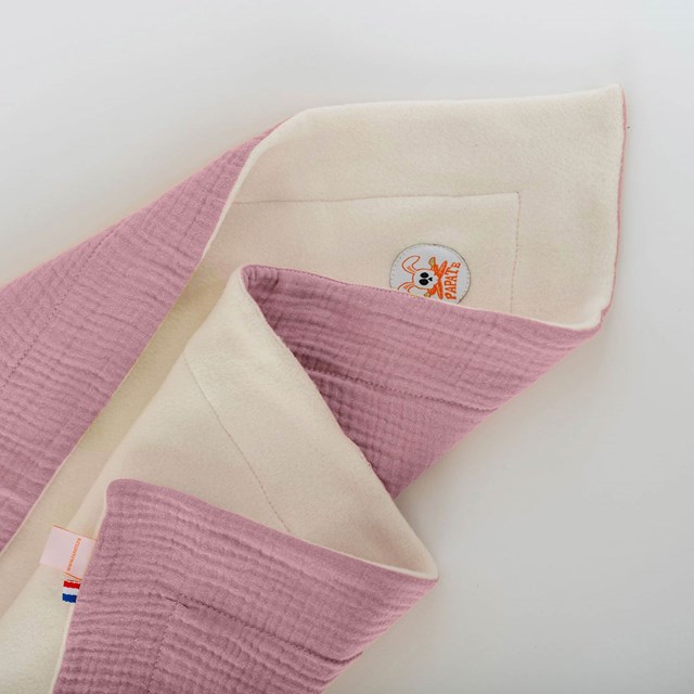 Couverture en Coton Bio Rex Blanc et Rose 3