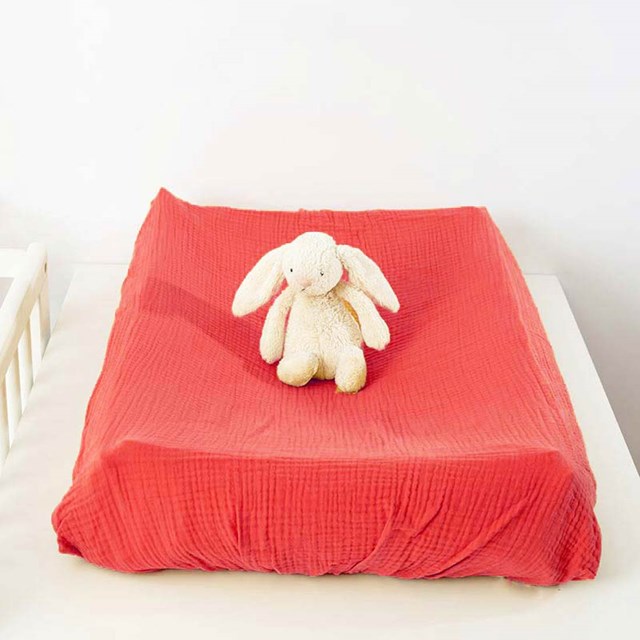 Housse de Matelas à Langer en Coton Bio Fraise 3
