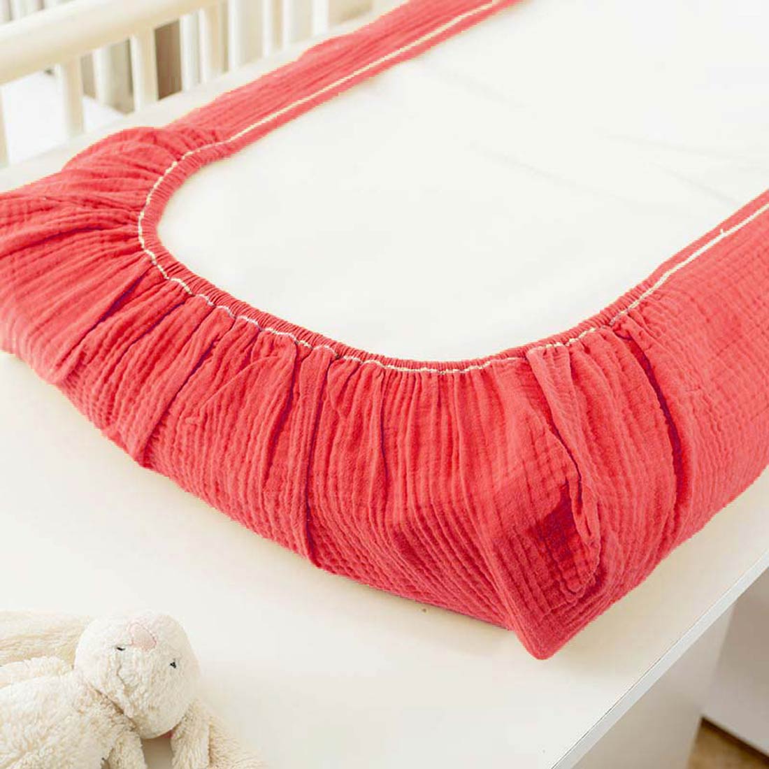 Housse de Matelas à Langer en Coton Bio Fraise 4