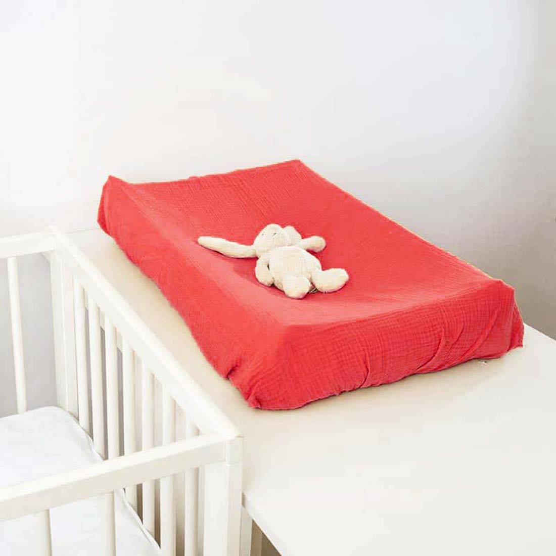 Housse de Matelas à Langer en Coton Bio Fraise 5