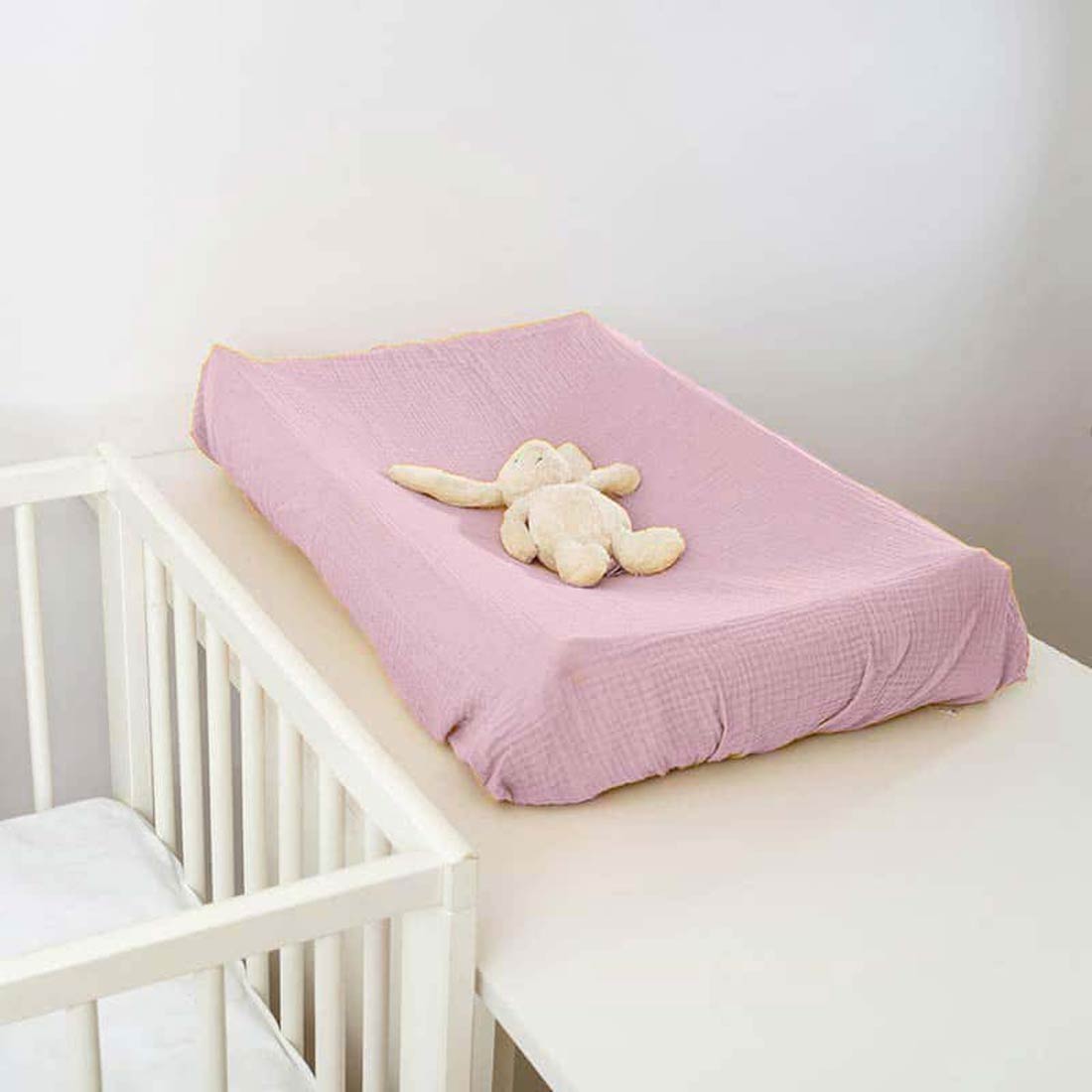 Housse de Matelas à Langer en Coton Bio Rose 6