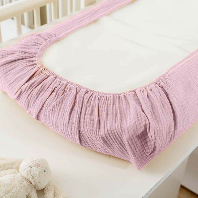 Housse de Matelas à Langer en Coton Bio Rose 5