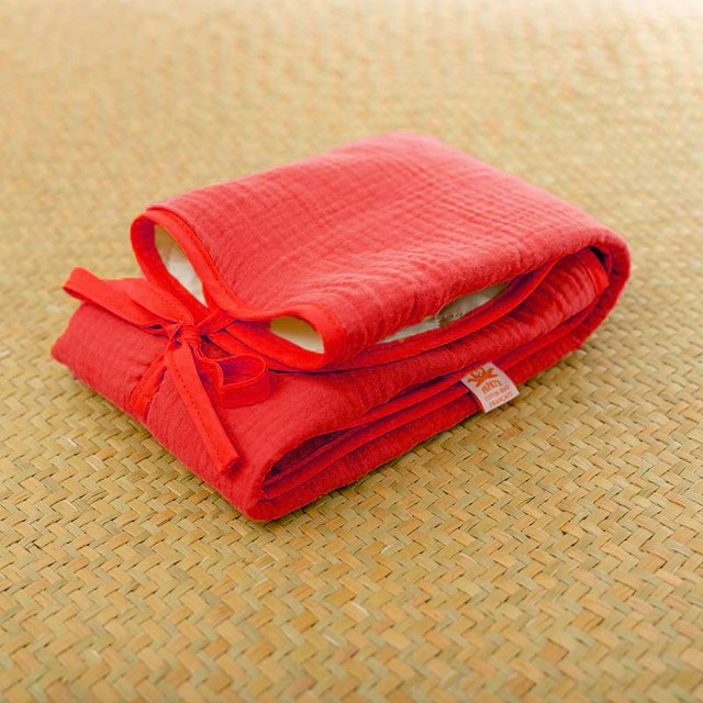 Tapis à Langer Nomade Lubiana en Coton Bio Fraise 3