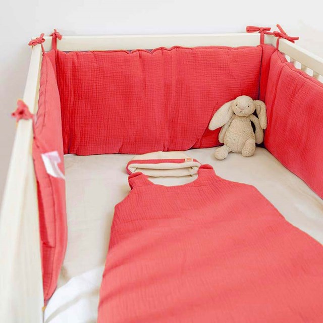 Tour de Lit en Coton Bio Fraise 3