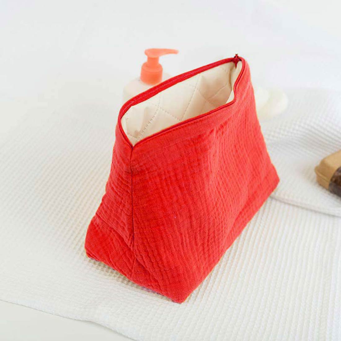Trousse de Toilette en Coton Bio Fraise 3