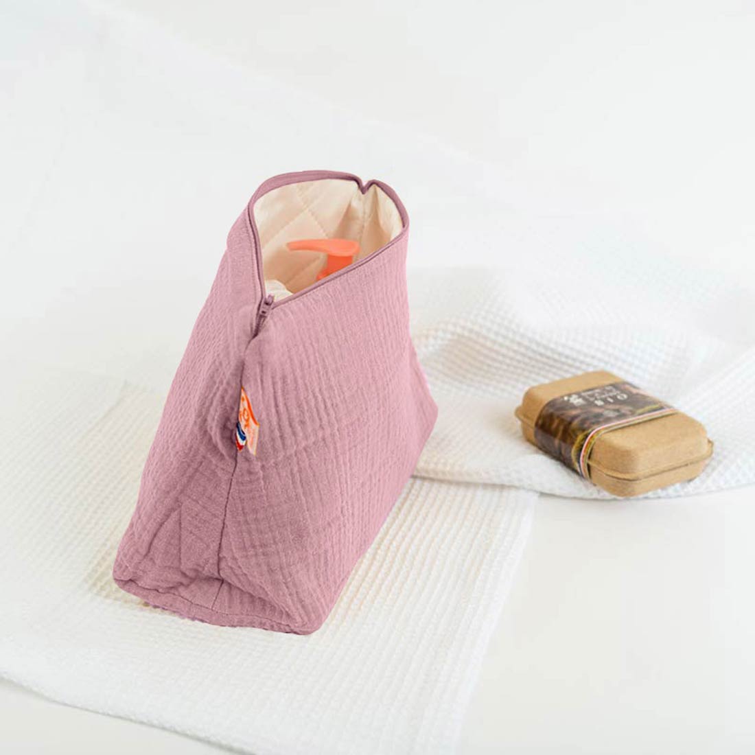 Trousse de Toilette en Coton Bio Rose 3