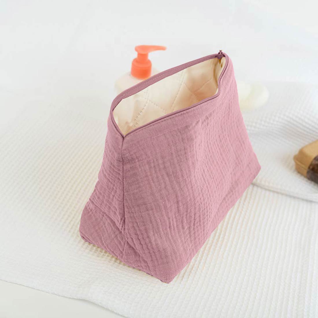 Trousse de Toilette en Coton Bio Rose 4