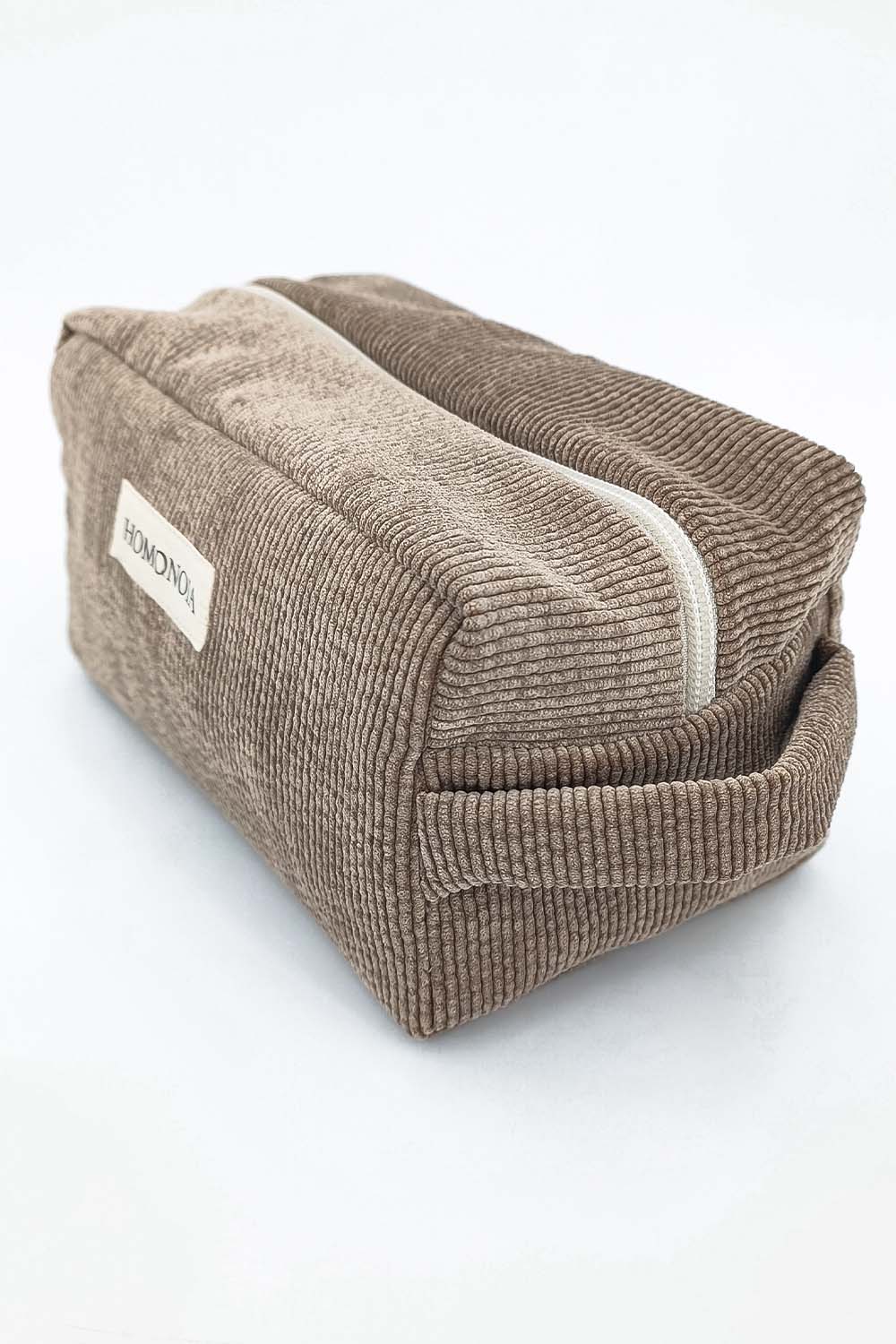 Trousse de toilette velours côtelé taupe 3