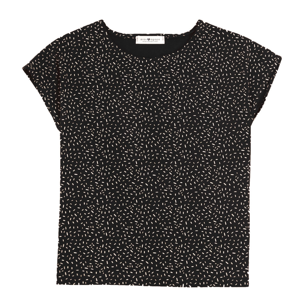 Crop top fabriqué en France en coton à motif confetti noir et blanc - Aurore - Eros & Agape