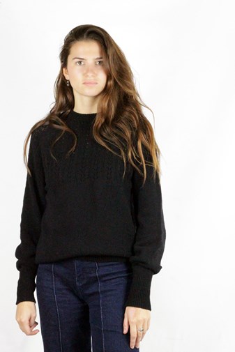 Pull Agave noir en laine recyclée 100% made in France -