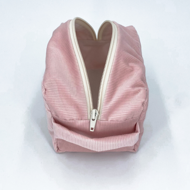 Trousse de toilette velours côtelé rose poudré 5