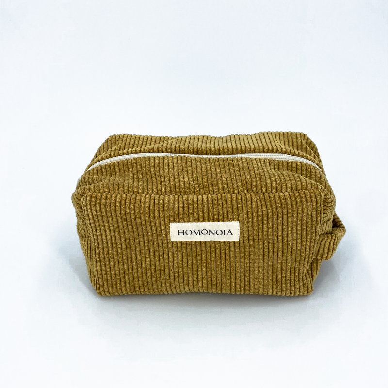 Trousse de toilette velours côtelé noisette 2