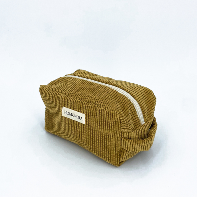 Trousse de toilette velours côtelé noisette 3