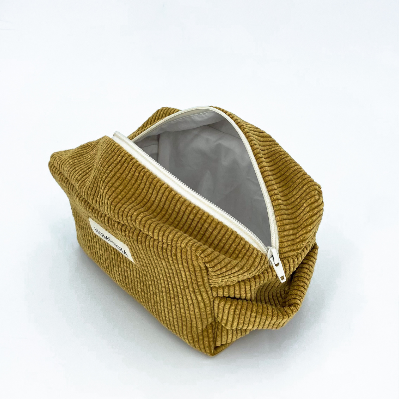 Trousse de toilette velours côtelé noisette 4