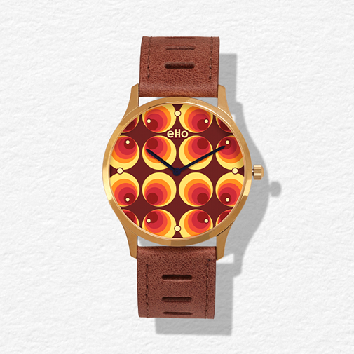 Montre Sixties Marron Papier Peint